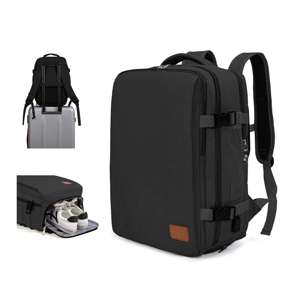 black custom laptop backpack for wholesale orders 02