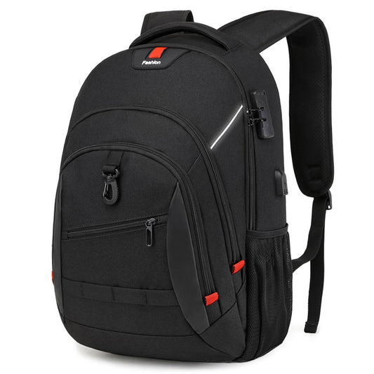 black custom laptop backpack with multiple compartments for business travel