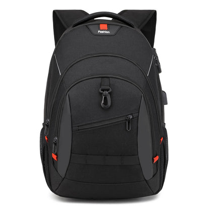 black custom laptop backpack for business travel and campus use front view