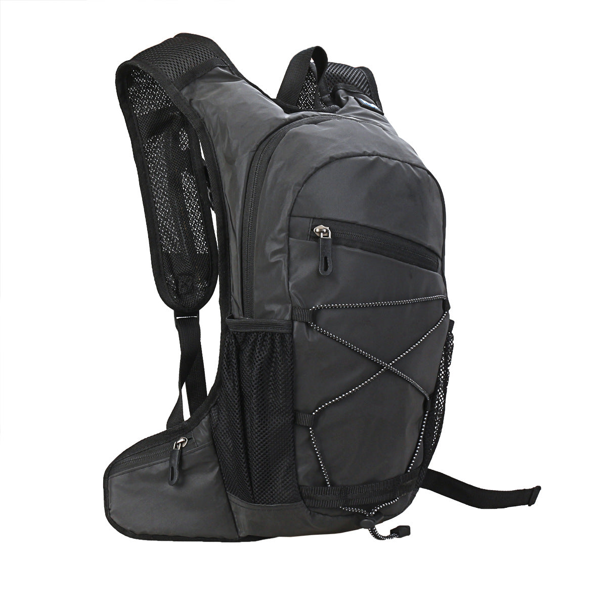 black cycling backpack with hydration system and outdoor storage design