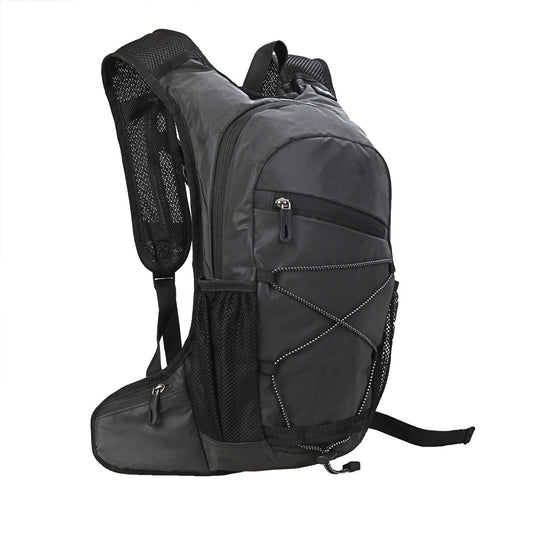 black cycling backpack with hydration system and outdoor storage design