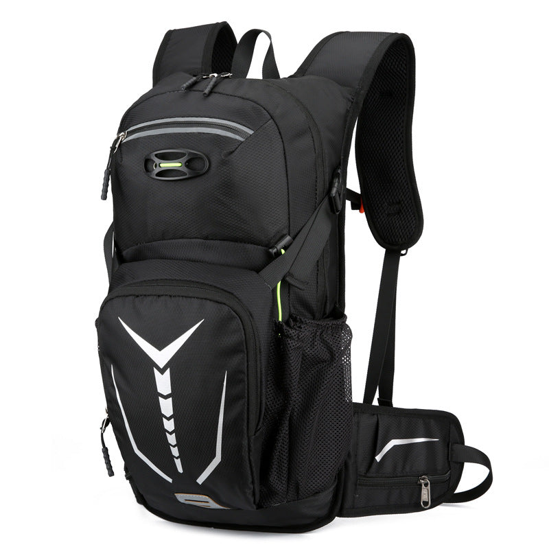 black outdoor cycling backpack with hydration bladder compartment