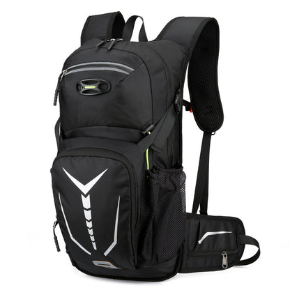 black outdoor cycling backpack with hydration bladder compartment