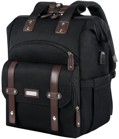 black diaper backpack with usb charging port