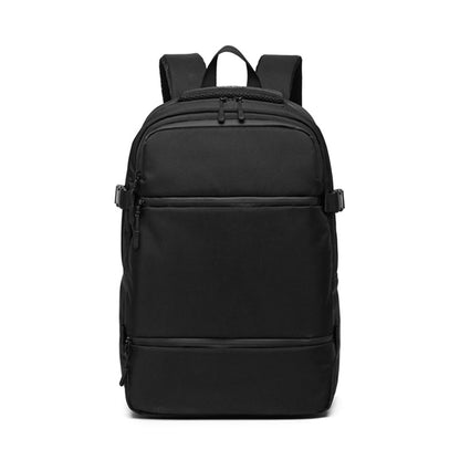 black men's laptop backpack with layered front pockets for work and commuting