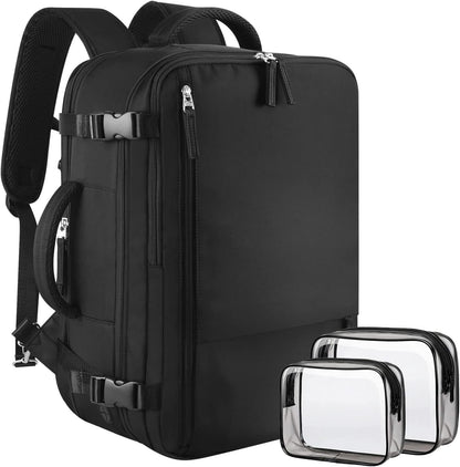 black multi compartment business travel backpack with laptop storage