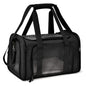 black pet carrier bag with removable fleece mat and shoulder strap