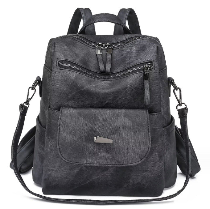 black pu leather womens backpack for work and everyday use
