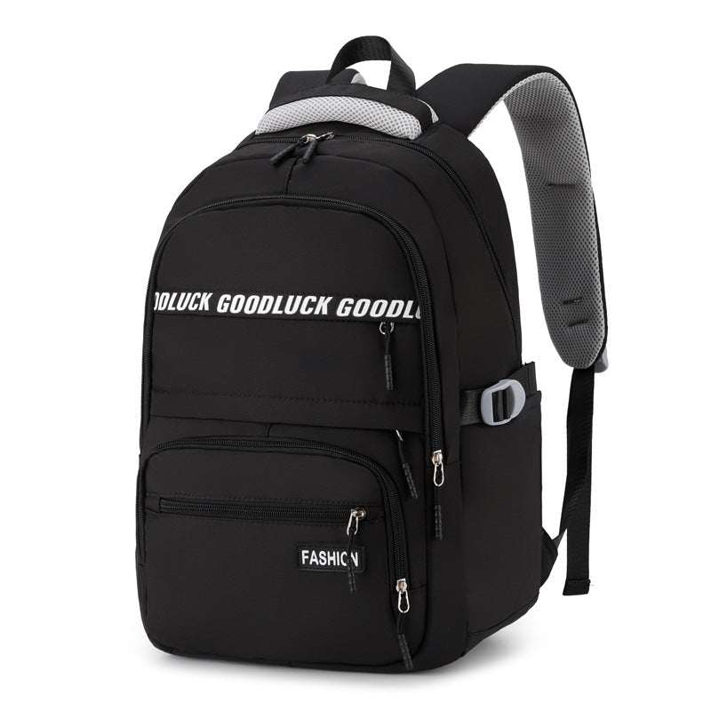 black school backpack with large capacity and laptop compartment