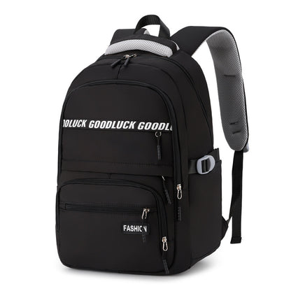 black school backpack with large capacity and laptop compartment