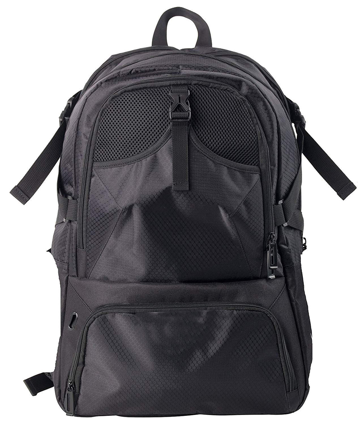 black soccer backpack with ball holder