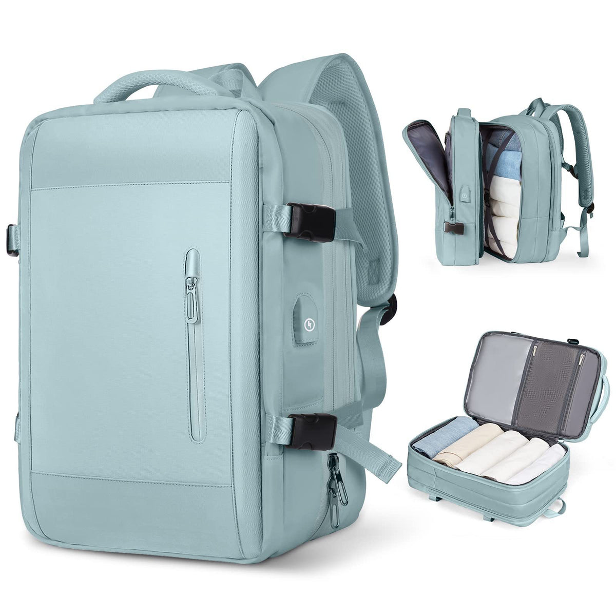 blue 2319 multi-compartment laptop backpack with separated travel storage