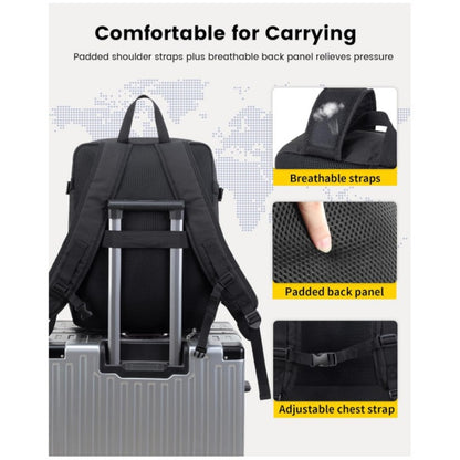 travel backpack with breathable back panel padded shoulder straps and chest strap