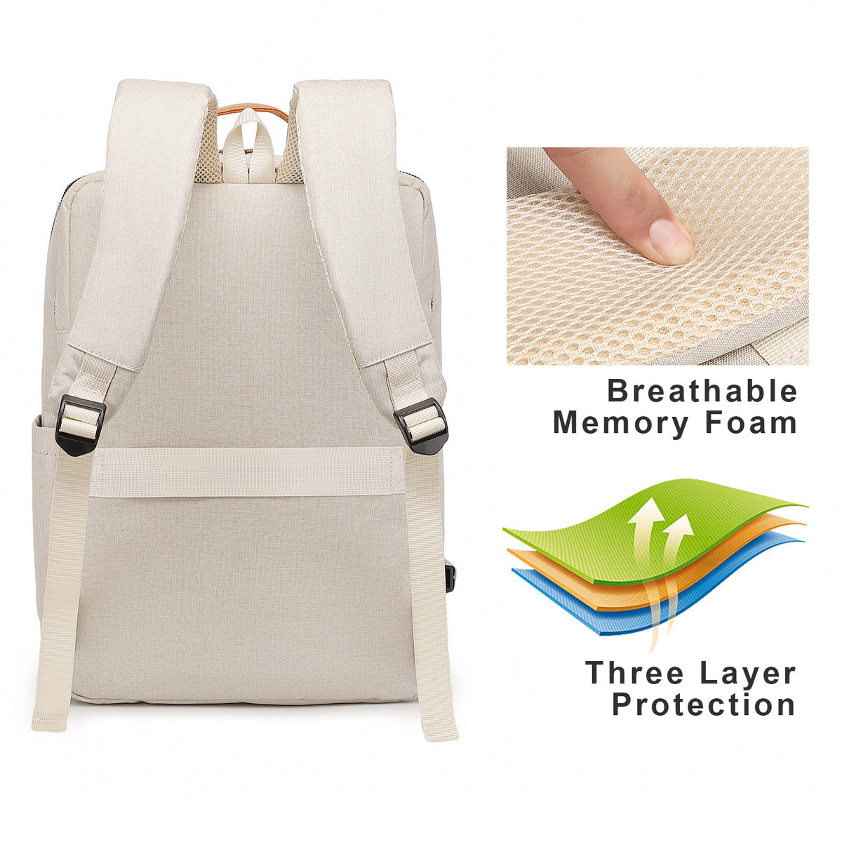 breathable memory foam back panel business backpack for women commuters