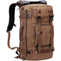 brown canvas carry on backpack with convertible travel bag design