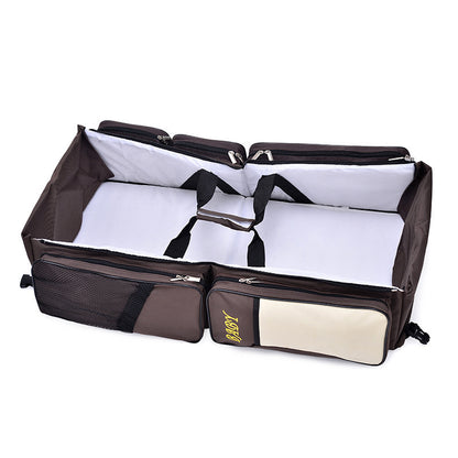 brown foldable baby diaper bag