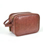 brown leather cosmetic bag for men with large capacity travel storage
