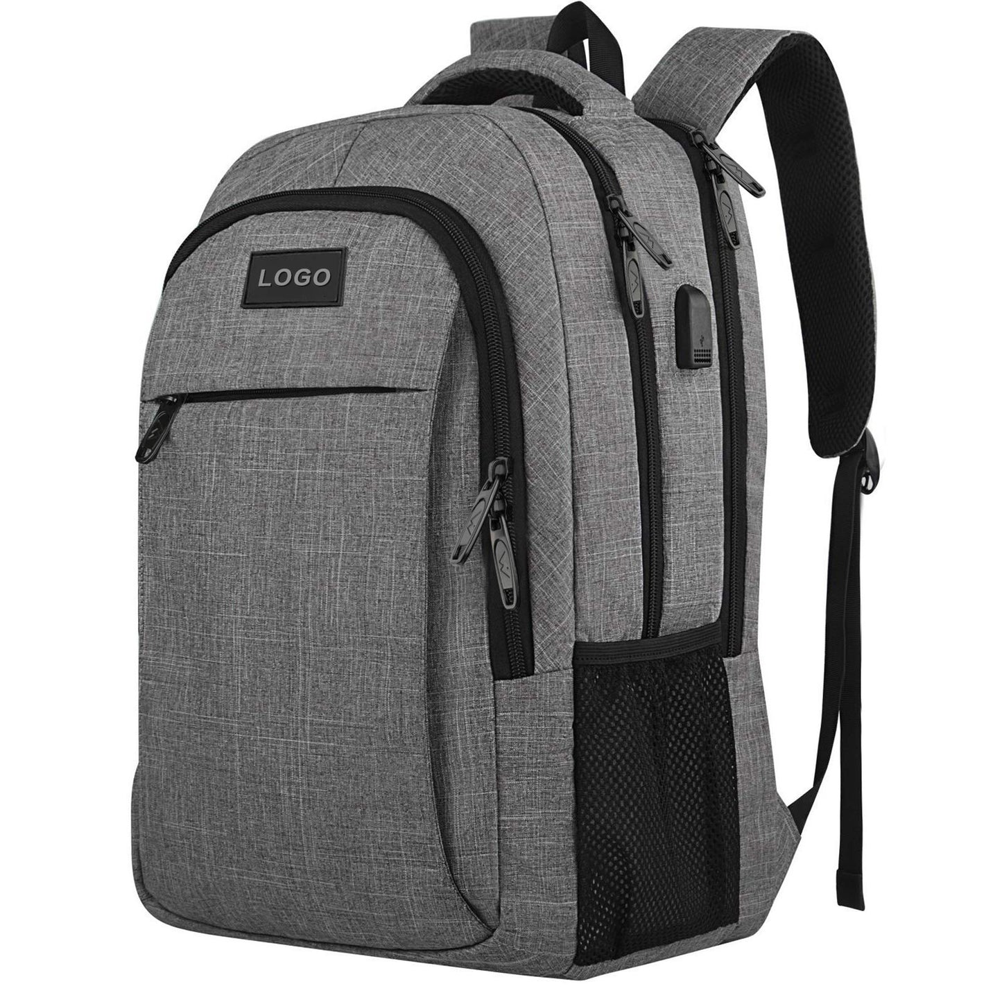 gray fanlosn logo large capacity business backpack,custom,side