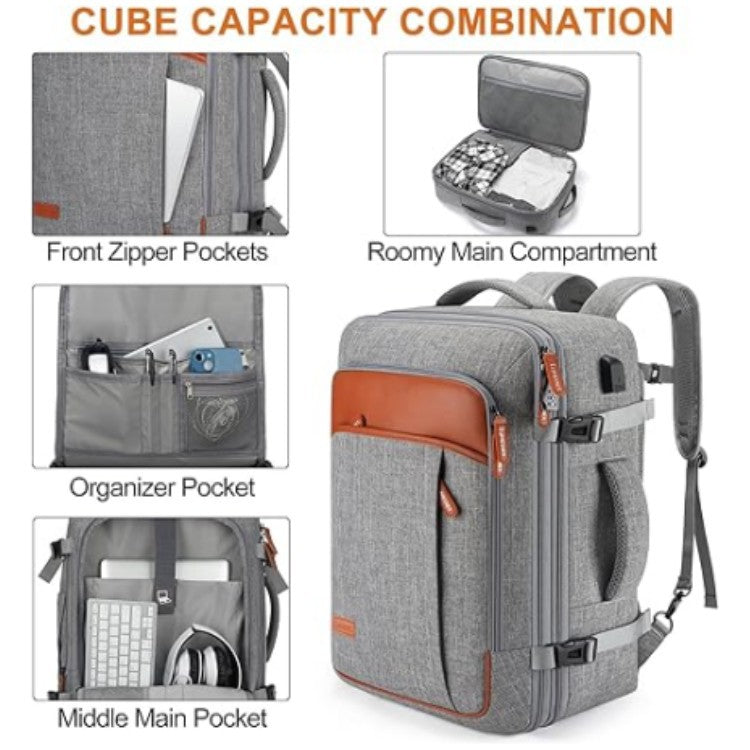 gray fanlosn business backpack with organizer,detail 02