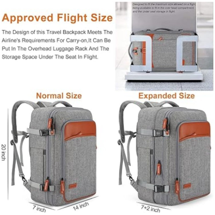 gray fanlosn business backpack with organizer,dimensions
