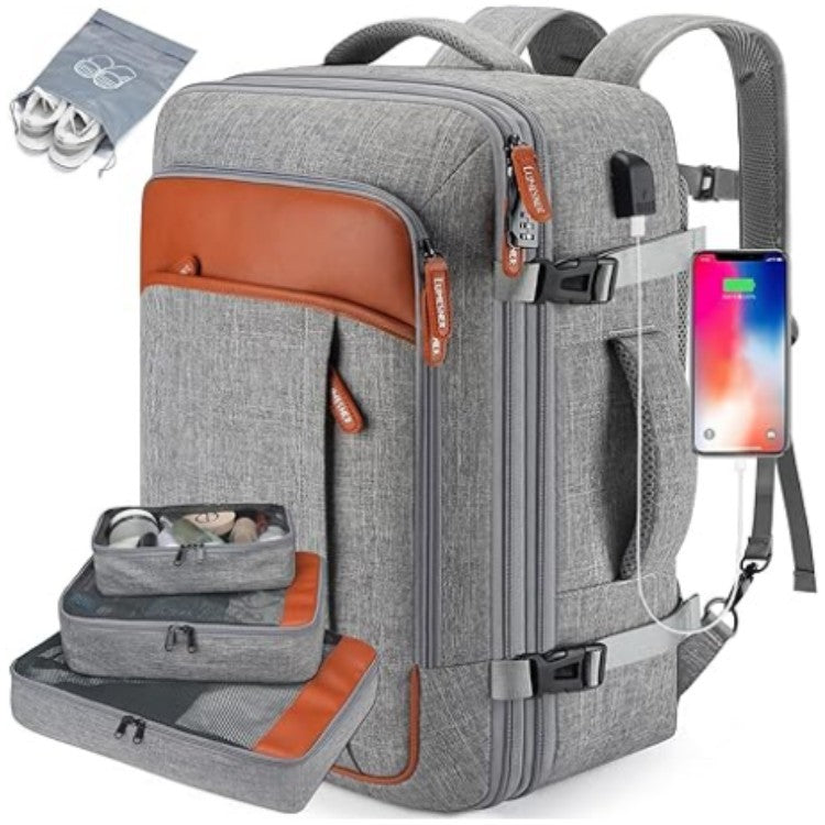 gray fanlosn business backpack with organizer,front