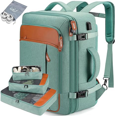 green fanlosn business backpack with organizer,front