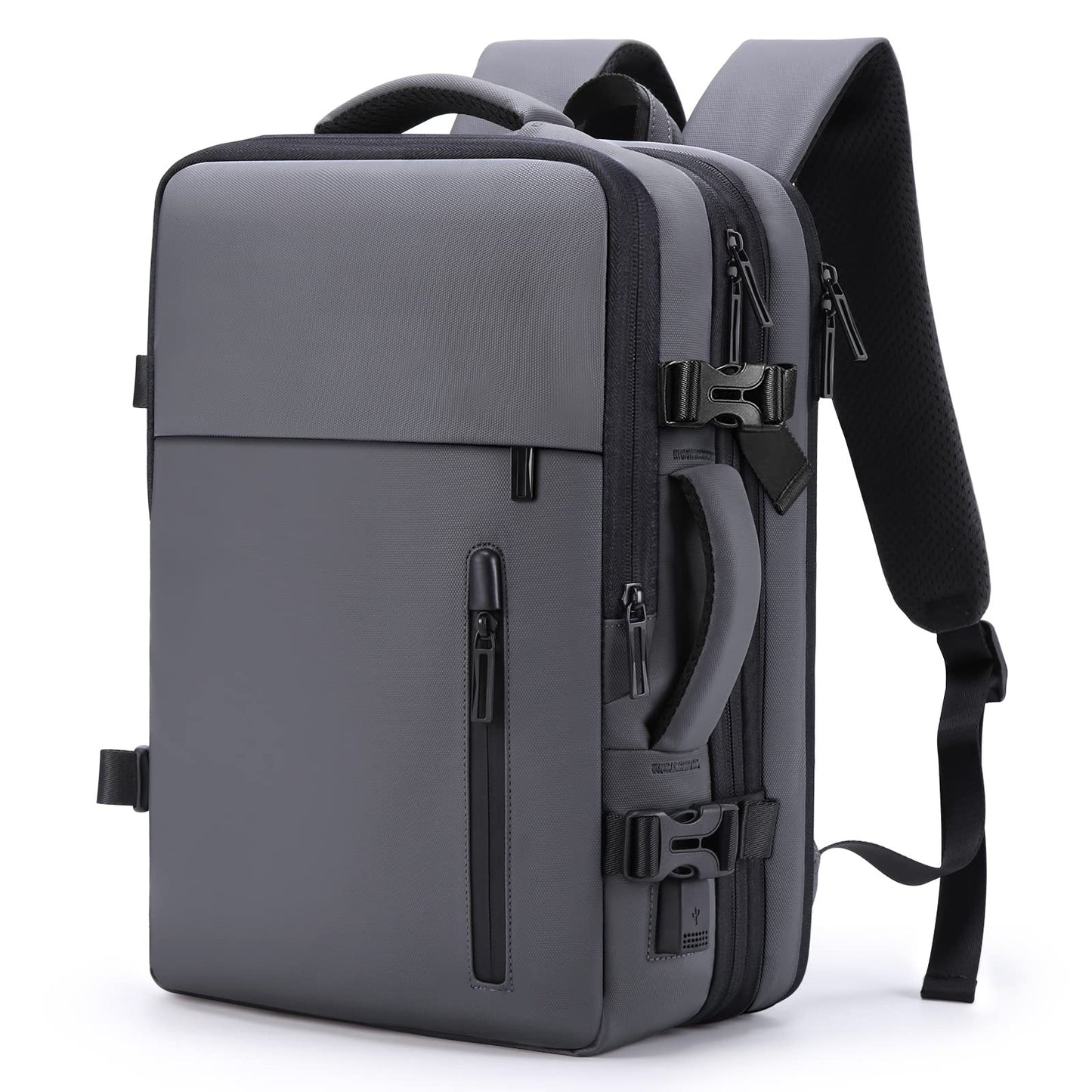 dark gray fanlosn expandable business travel backpack,custom,side