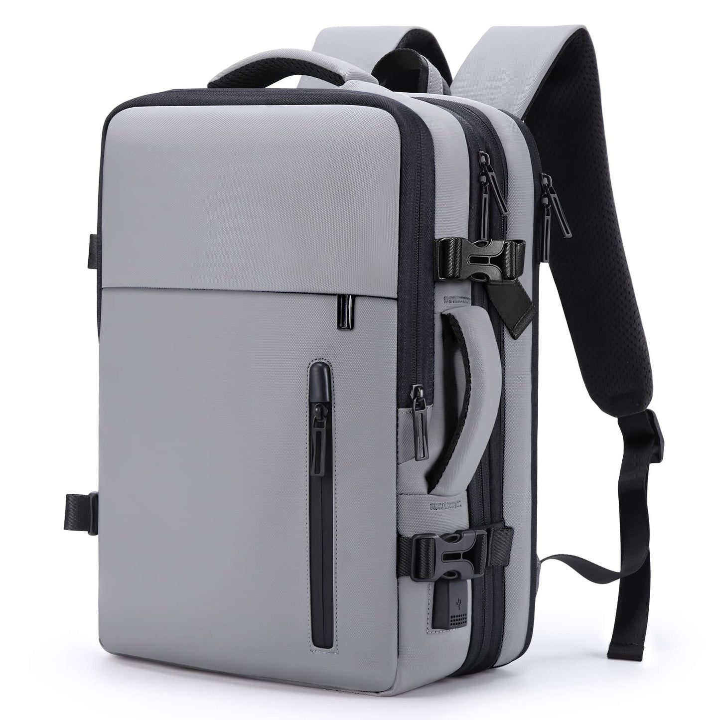 light gray fanlosn expandable business travel backpack,custom,side