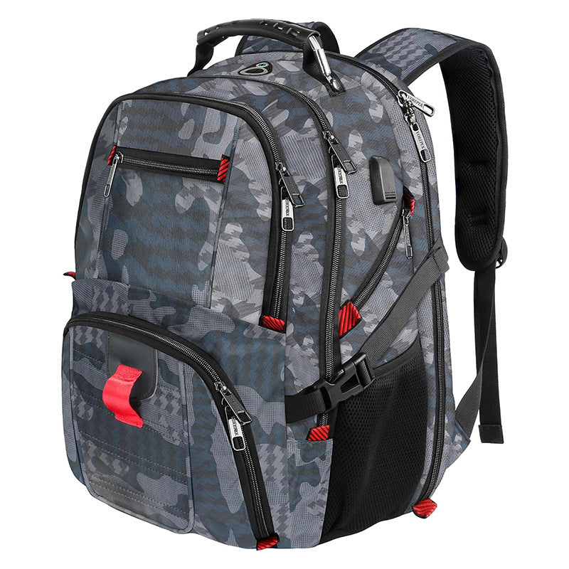 gray polyester fanlosn business travel backpack,custom,front