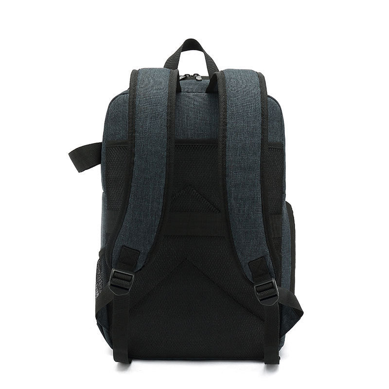 camera backpack with breathable back panel and shoulder straps