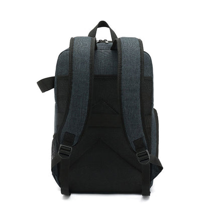 camera backpack with breathable back panel and shoulder straps
