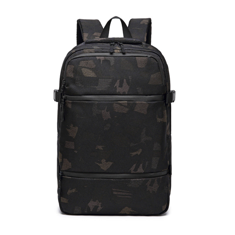 camouflage custom laptop backpack with multi-pocket front storage and structured body