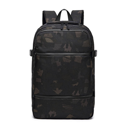 camouflage custom laptop backpack with multi-pocket front storage and structured body
