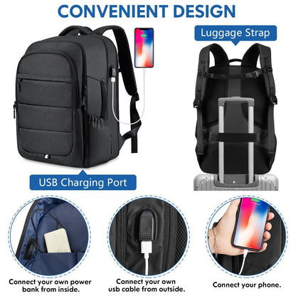 carry on backpack with usb charging port and luggage sleeve for travel