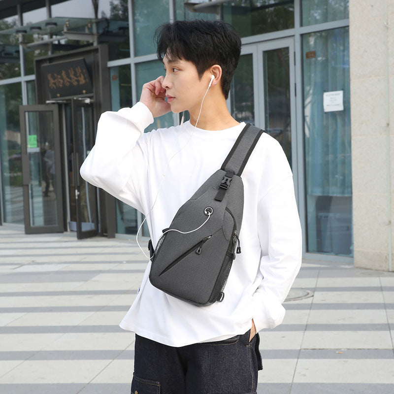 Customizable Solid Color Fashion Trendy Outdoor Travel Versatile Men's Messenger Bag New Large Capacity Multifunctional Men's Bag