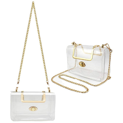 gold pvc women clear crossbody bag,custom,front 02