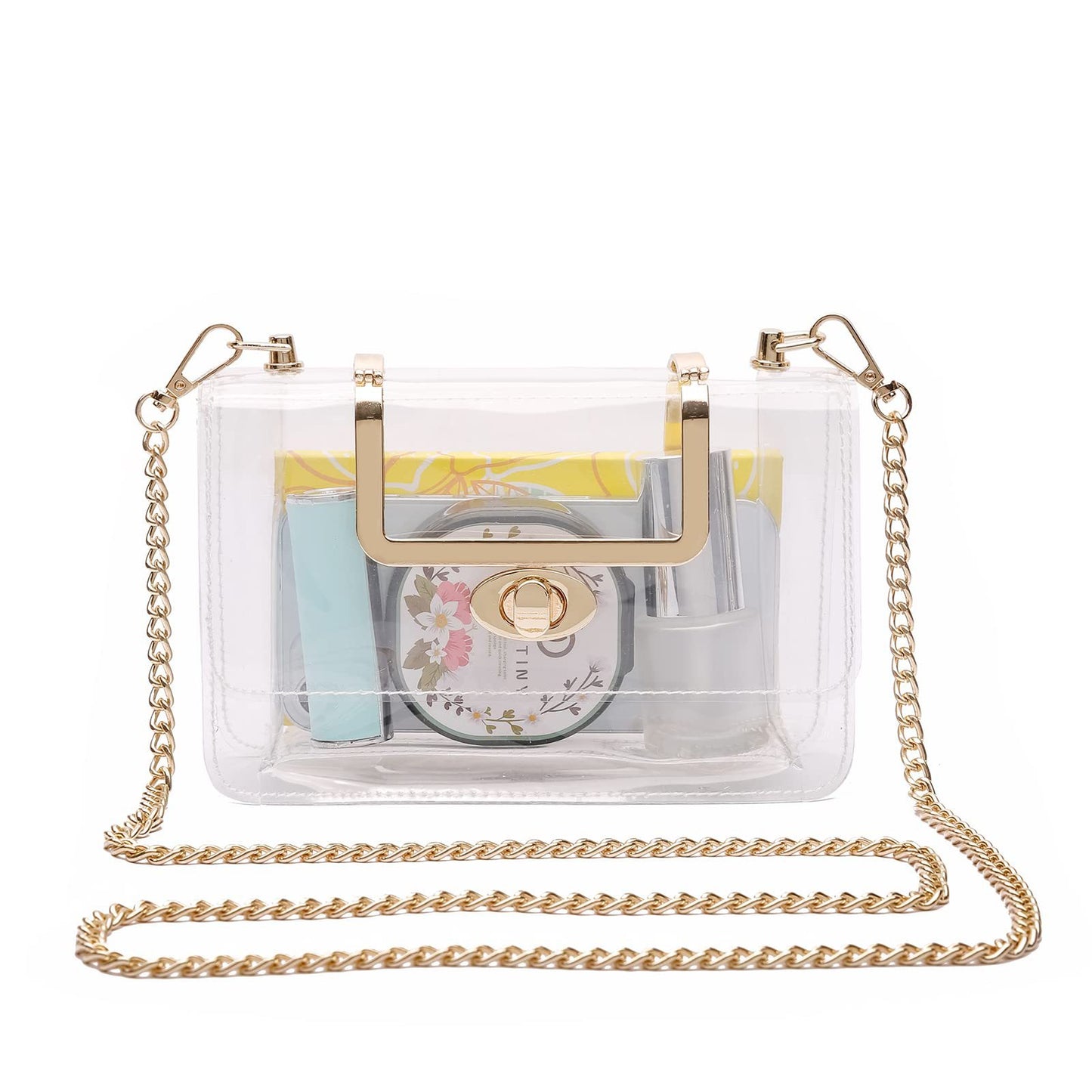 gold pvc women clear crossbody bag,custom,front 03