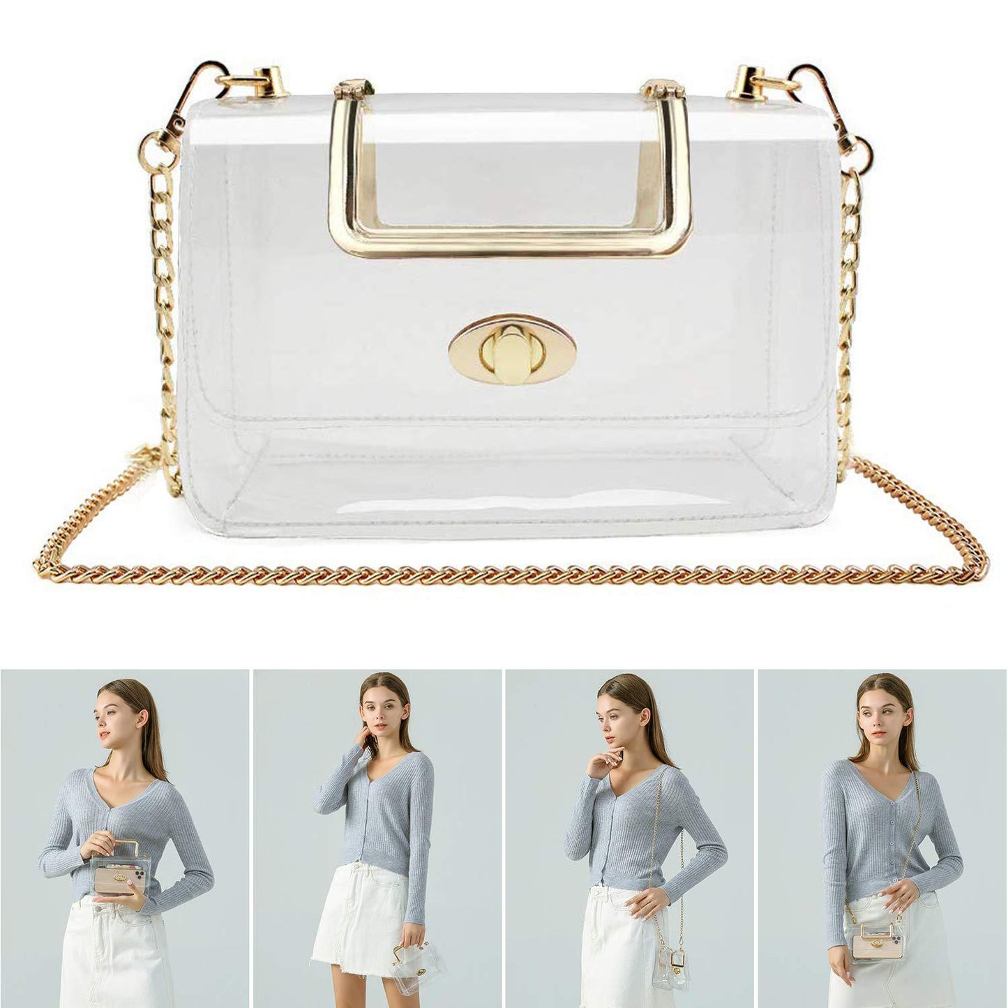 gold pvc women clear crossbody bag,custom,lifestyle
