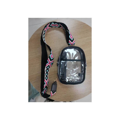 black pvc clear crossbody chest bag,women,front