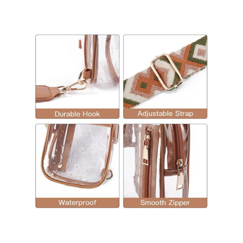 brown pvc clear crossbody chest bag,women,detail 02
