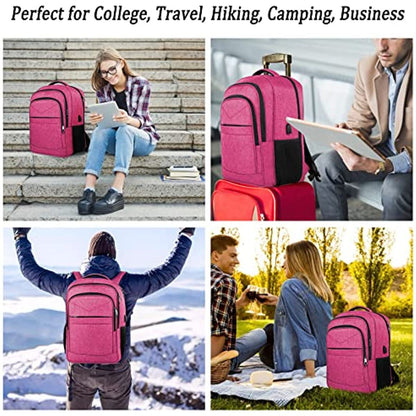 rose red backpack shown for college, travel, outdoor trips and daily business use