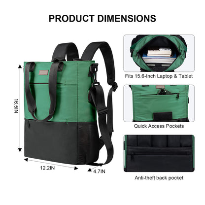 convertible laptop backpack dimensions with 15.6 inch laptop compartment and anti theft back pocket