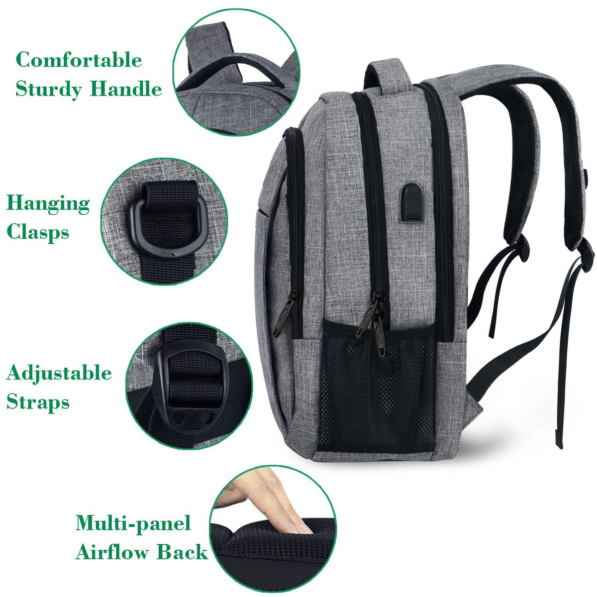 corporate backpack with airflow back panel padded shoulder straps adjustable buckles and sturdy carry handle
