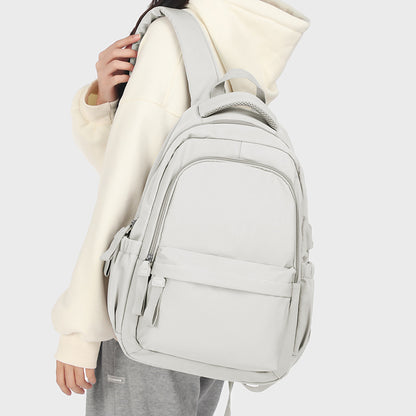 creamy white school backpack with custom design