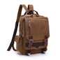 brown canvas crossbody backpack,double shoulder,front