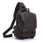 black canvas crossbody backpack,one shoulder,front