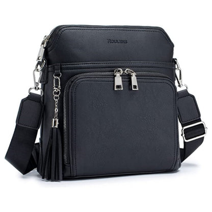 custom black pu leather crossbody bag,women,front