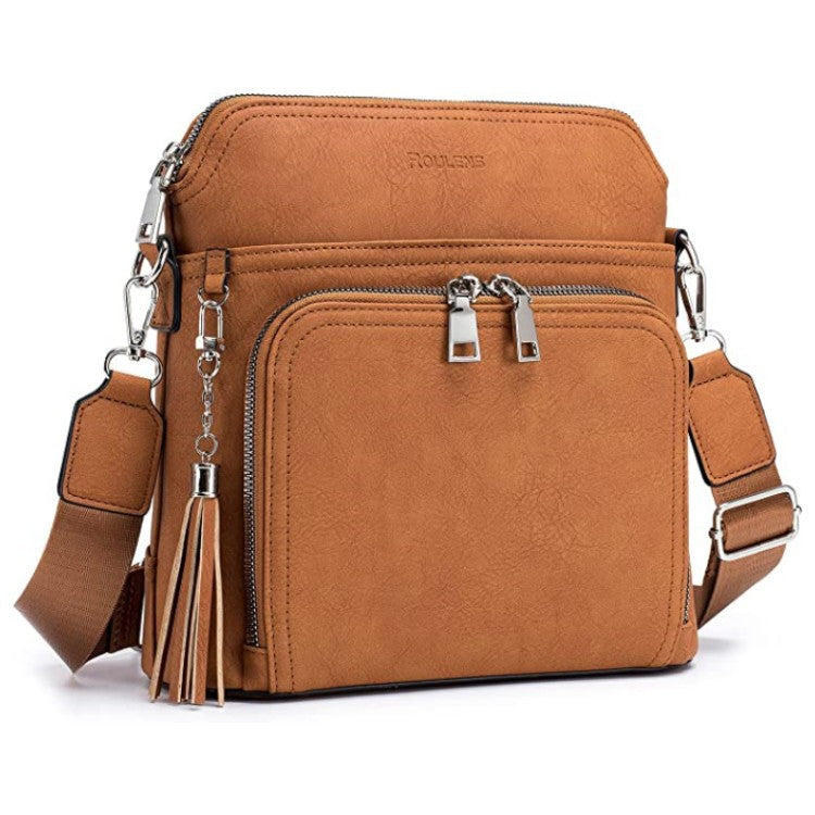 custom dark brown pu leather crossbody bag,women,front