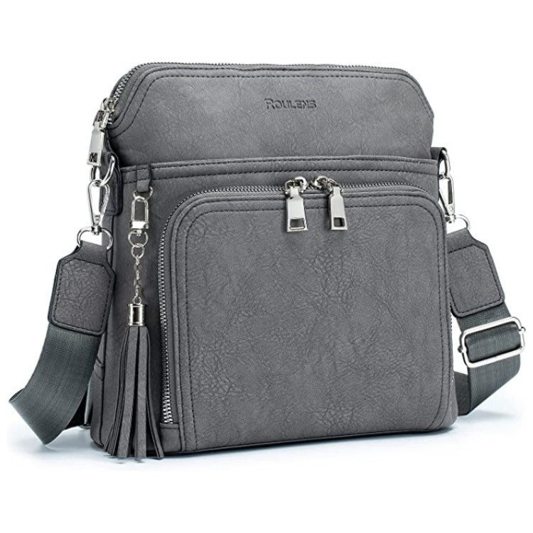 custom gray pu leather crossbody bag,women,front