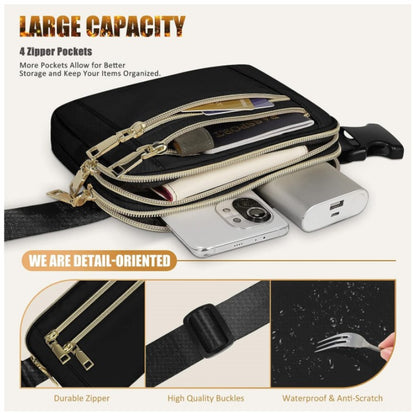 black polyester crossbody chest bag,custom,detail